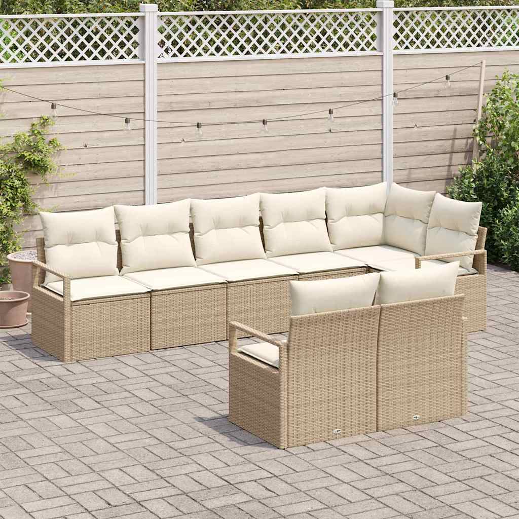 vidaXL Zestaw Sof 8 pcs Beżowy polirattan