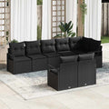 vidaXL Zestaw Sof 8 pcs Czarny polirattan