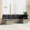 vidaXL Zestaw Sof 6 pcs Jasnoszary polirattan