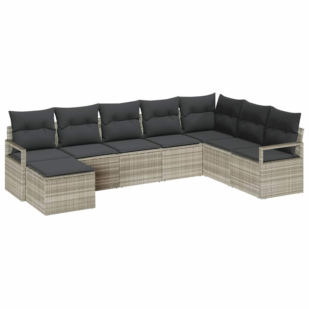 vidaXL Zestaw Sof z poduszką 7 pcs Jasnoszary polirattan