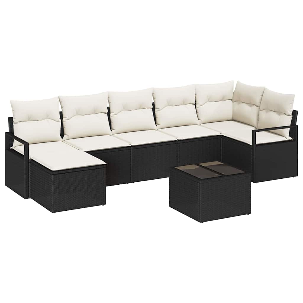 vidaXL Zestaw Sof z poduszką 8 pcs Czarny polirattan