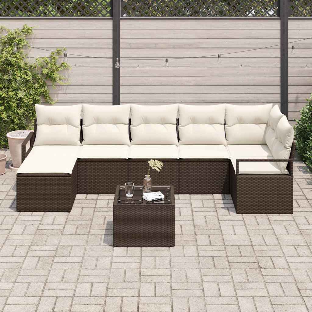vidaXL Zestaw Sof 8 pcs Brązowy polirattan