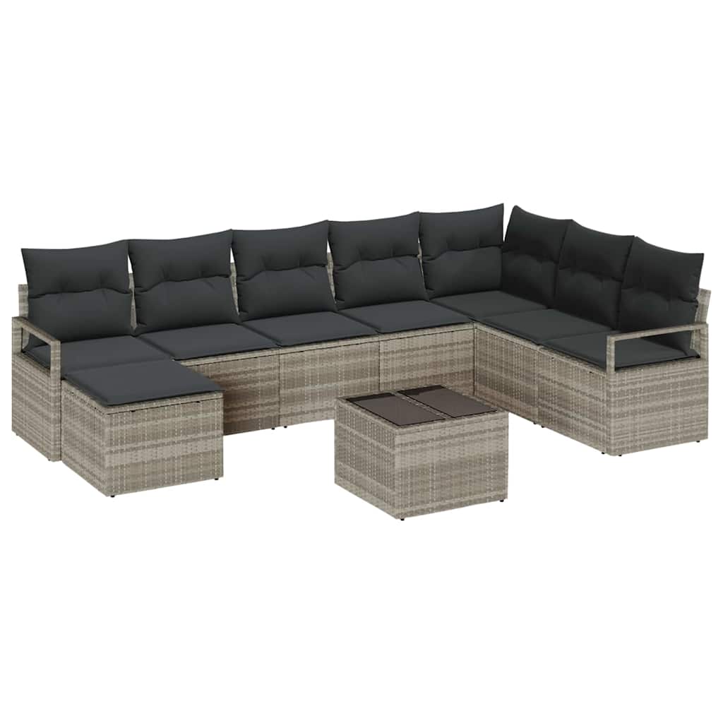vidaXL Zestaw Sof z poduszką 8 pcs Jasnoszary polirattan