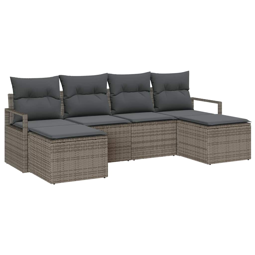 vidaXL Zestaw Sof 6 pcs Szary polirattan