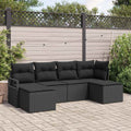 vidaXL Zestaw Sof 6 pcs Czarny polirattan