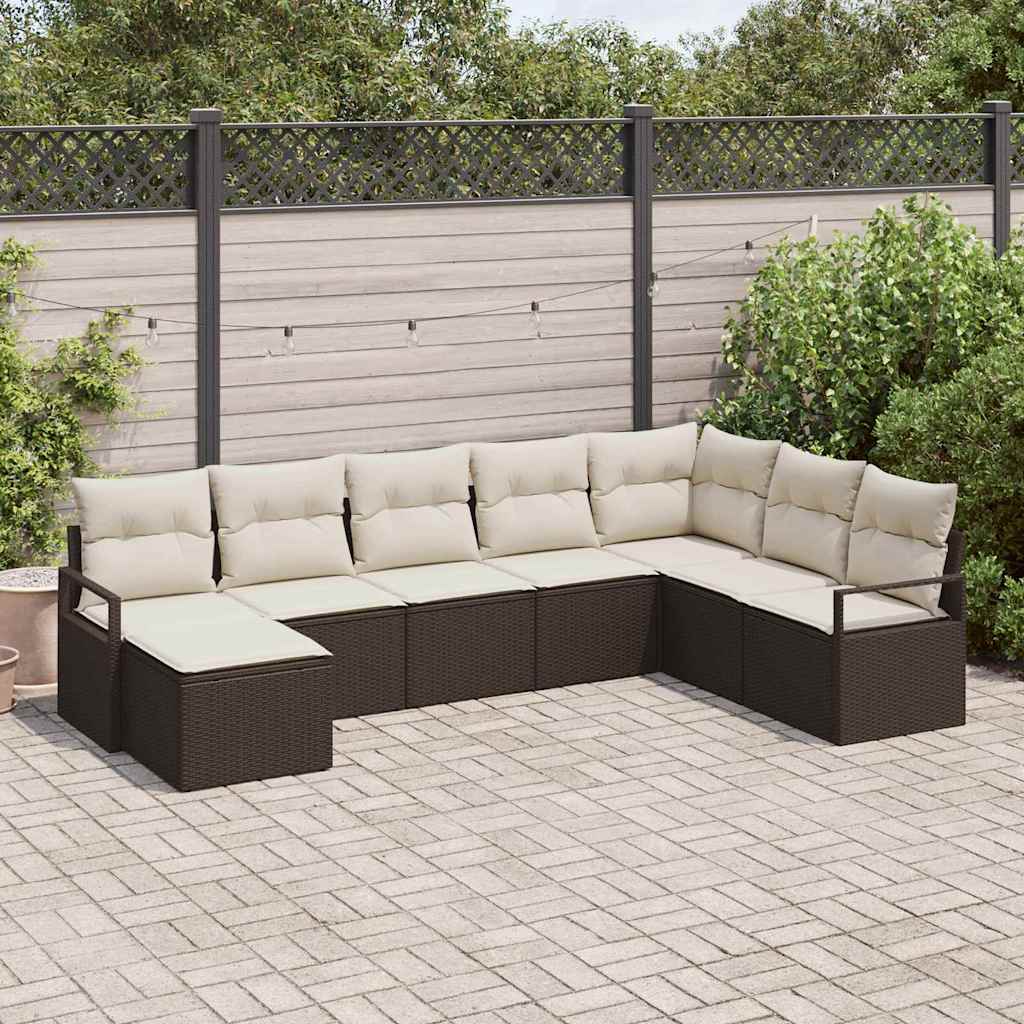vidaXL Zestaw Sof z poduszką 8 pcs Brązowy polirattan