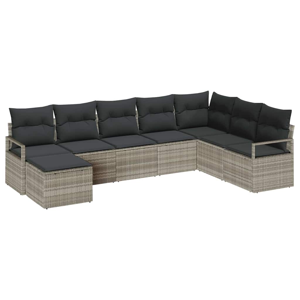 vidaXL Zestaw Sof z poduszką 8 pcs Jasnoszary polirattan