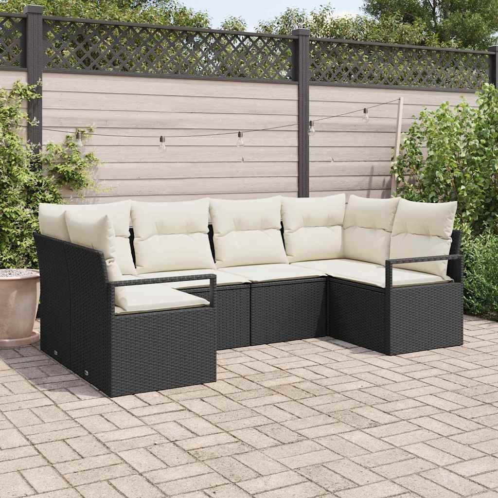 vidaXL Zestaw Sof z poduszką 6 pcs Czarny polirattan