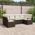 vidaXL Zestaw Sof z poduszką 6 pcs Brązowy polirattan