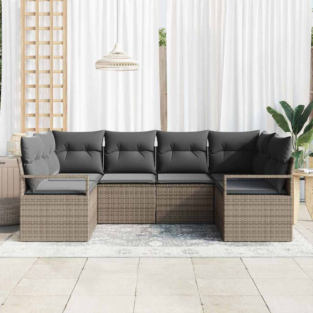 vidaXL Zestaw Sof z poduszką 6 pcs Szary polirattan