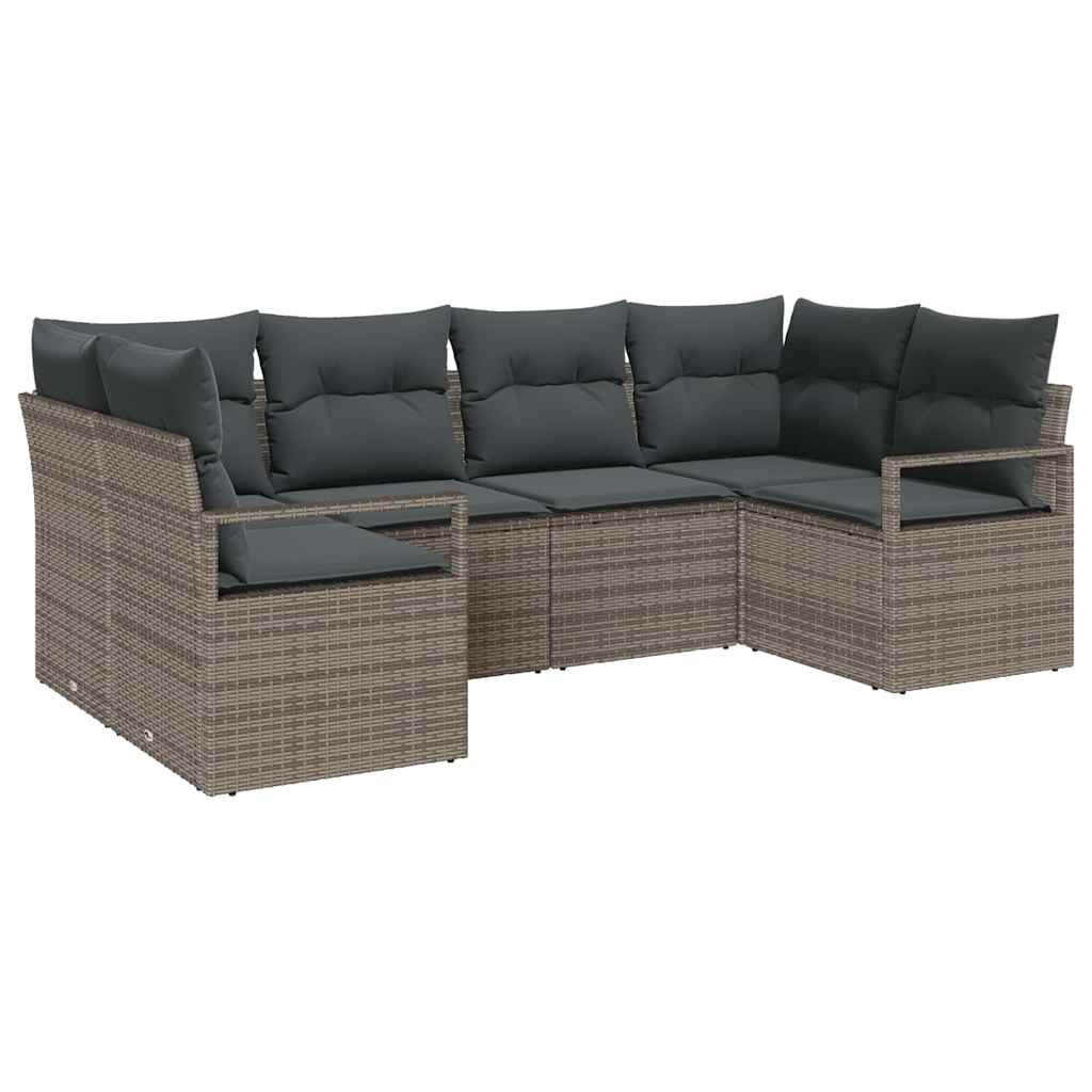 vidaXL Zestaw Sof z poduszką 6 pcs Szary polirattan