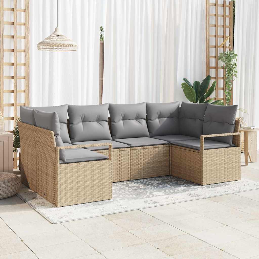 vidaXL Zestaw Sof z poduszką 6 pcs Beżowy polirattan