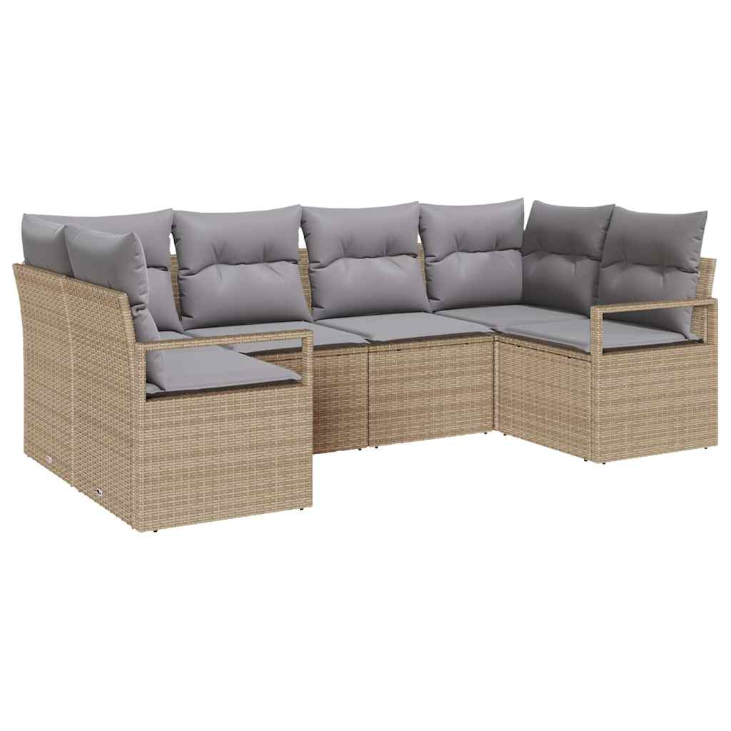 vidaXL Zestaw Sof z poduszką 6 pcs Beżowy polirattan