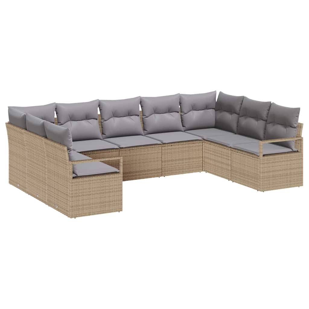 vidaXL Zestaw Sof z poduszką 9 pcs Beżowy polirattan