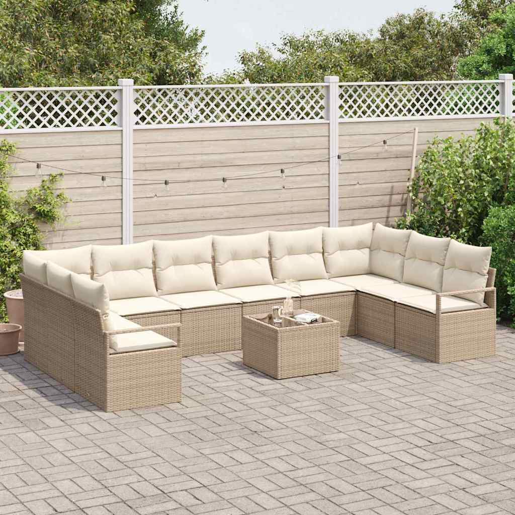 vidaXL Zestaw Sof z poduszką 11 pcs Beżowy polirattan