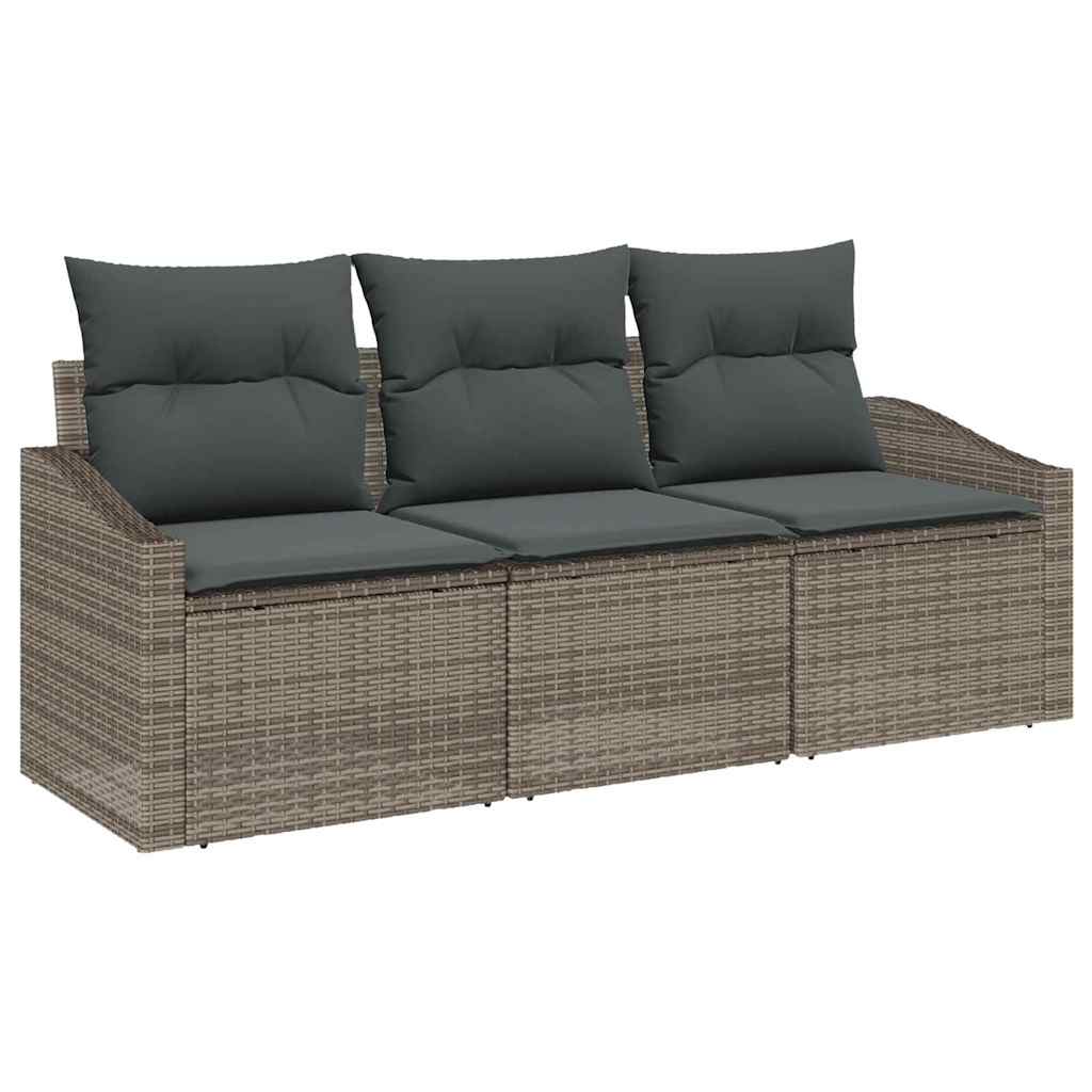 vidaXL Zestaw Sof z poduszką 3 pcs Szary polirattan