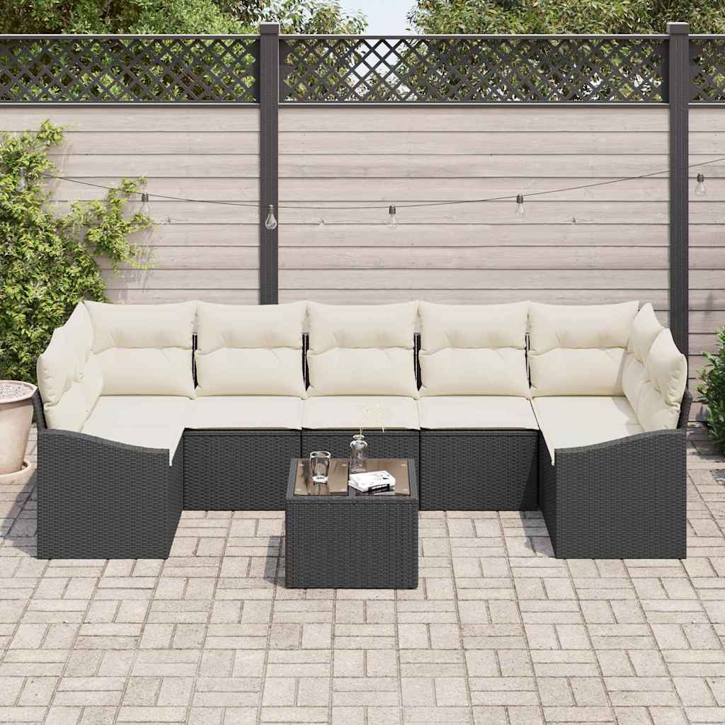 vidaXL Zestaw Sof Czarny i kremowy 55 x 55 x 37 cm polirattan