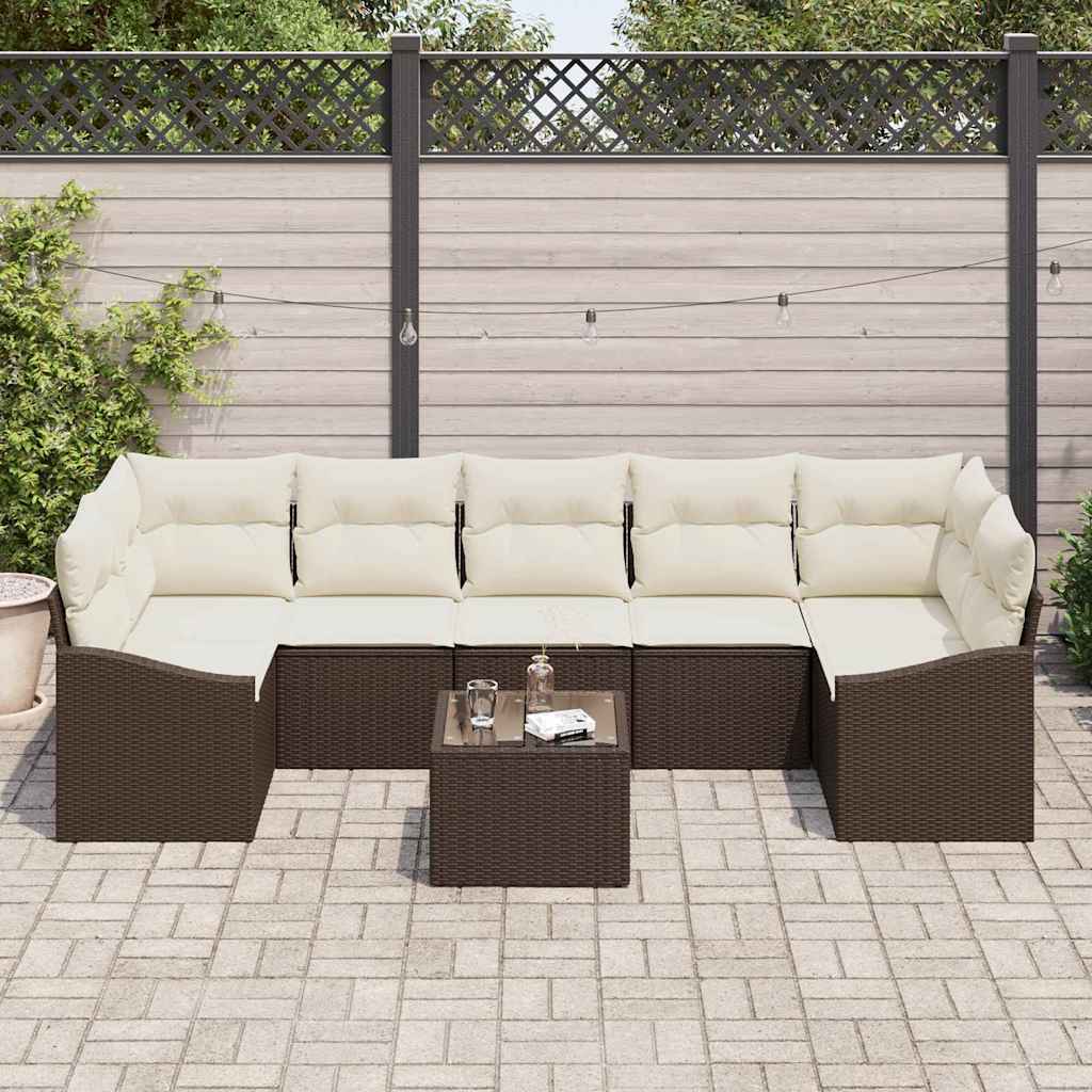 vidaXL Zestaw Sof Brązowy i Kremowy 55 x 55 x 37 cm polirattan
