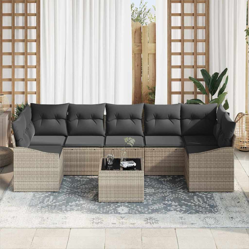 vidaXL Zestaw Sof z poduszką Jasnoszary 55 x 55 x 37 cm polirattan