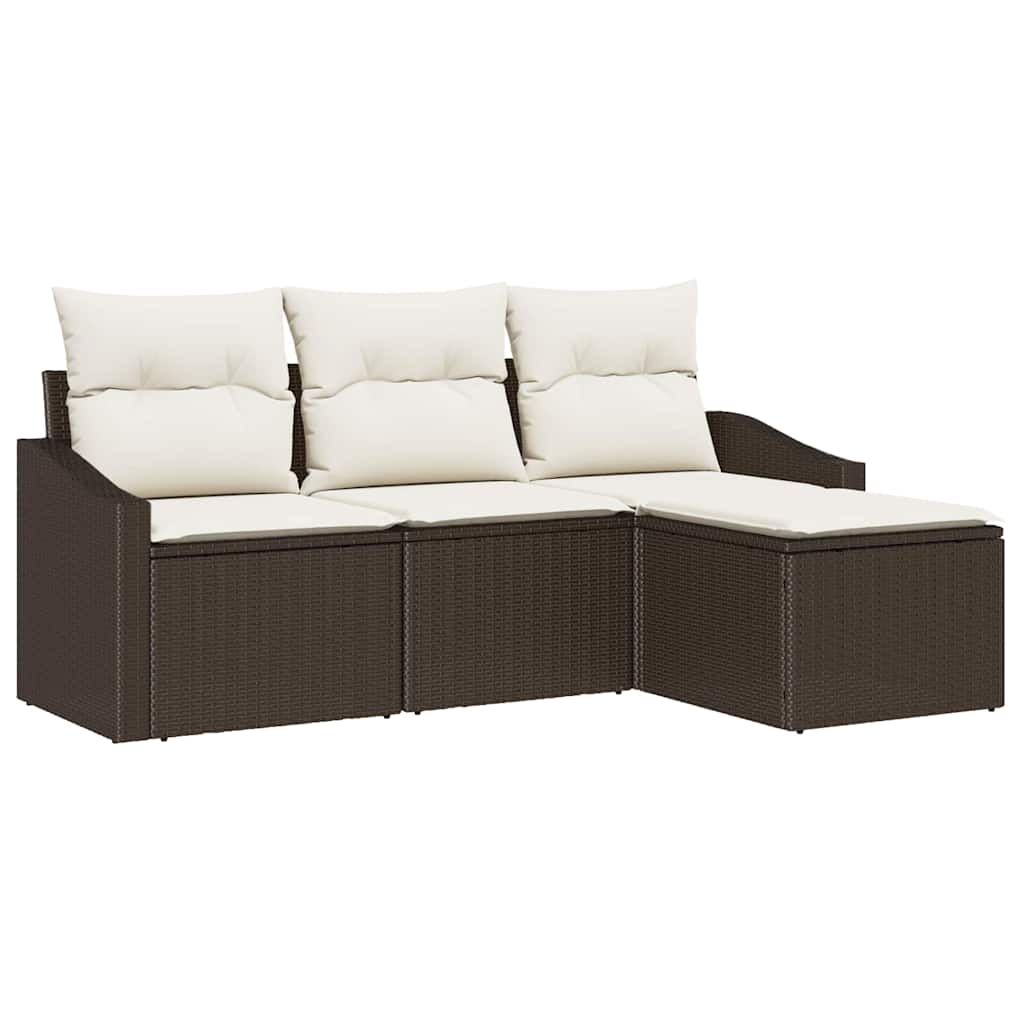 vidaXL Zestaw Sof z poduszką 4 pcs Brązowy polirattan