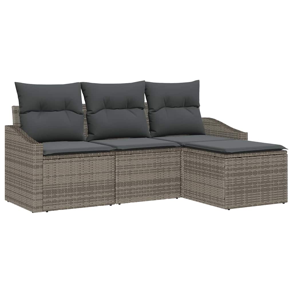 vidaXL Zestaw Sof z poduszką 4 pcs Szary polirattan