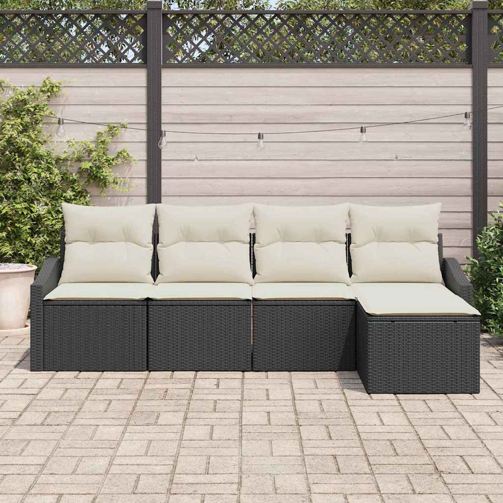vidaXL Zestaw Sof z poduszką 5 pcs Czarny polirattan