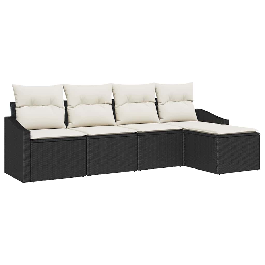 vidaXL Zestaw Sof z poduszką 5 pcs Czarny polirattan