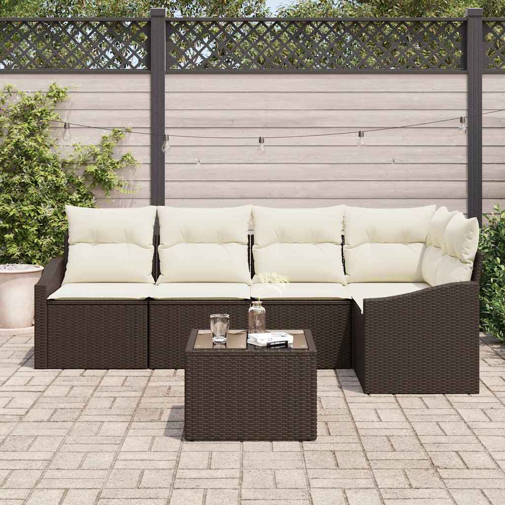 vidaXL Zestaw Sof z poduszką 6 pcs Brązowy polirattan
