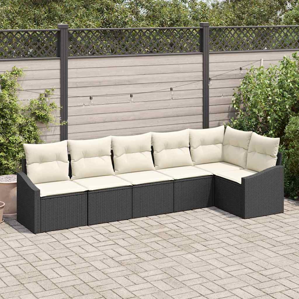 vidaXL Zestaw Sof z poduszką 6 pcs Czarny polirattan