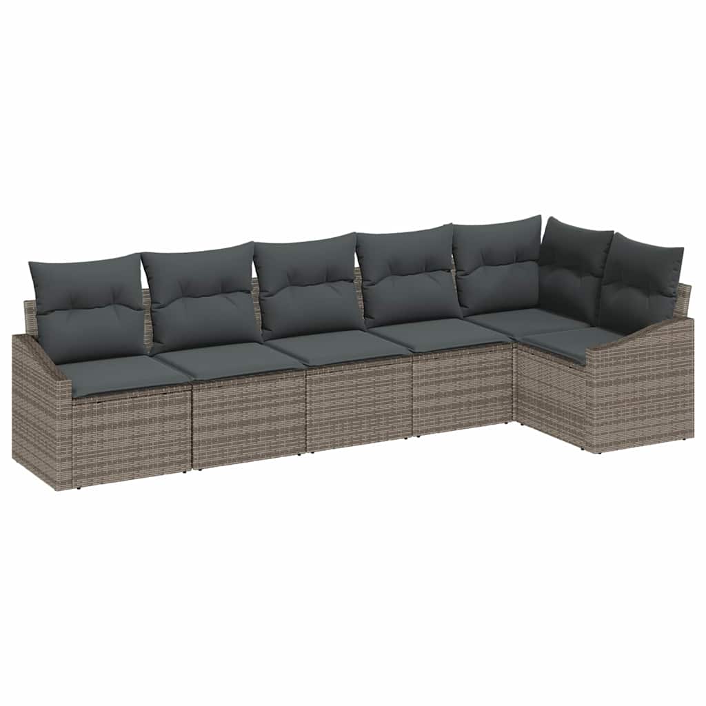 vidaXL Zestaw Sof z poduszką 6 pcs Szary polirattan