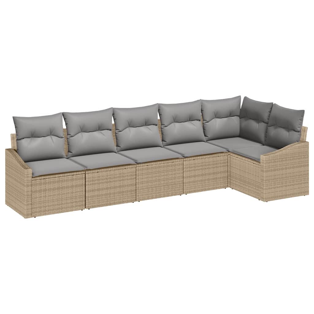 vidaXL Zestaw Sof z poduszką 6 pcs Beżowy polirattan