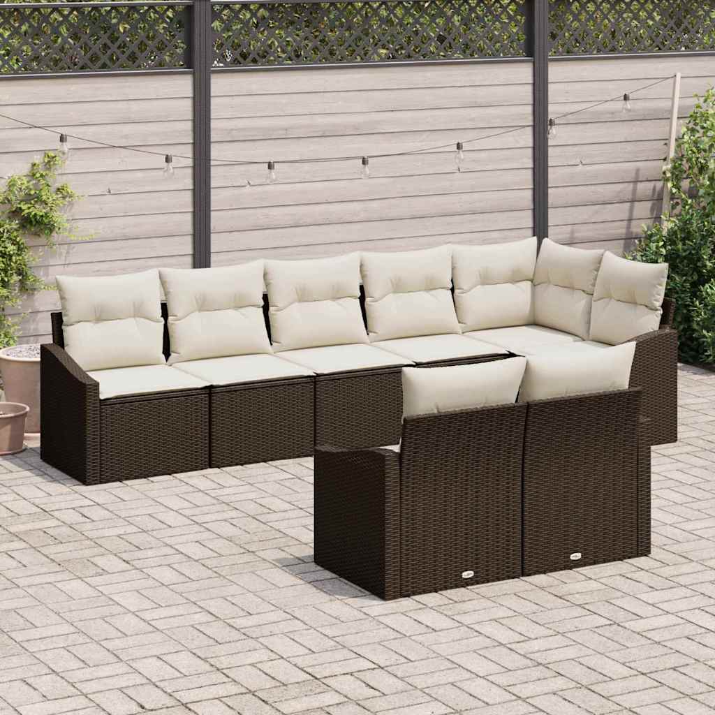 vidaXL Zestaw Sof z poduszką 8 pcs Brązowy polirattan