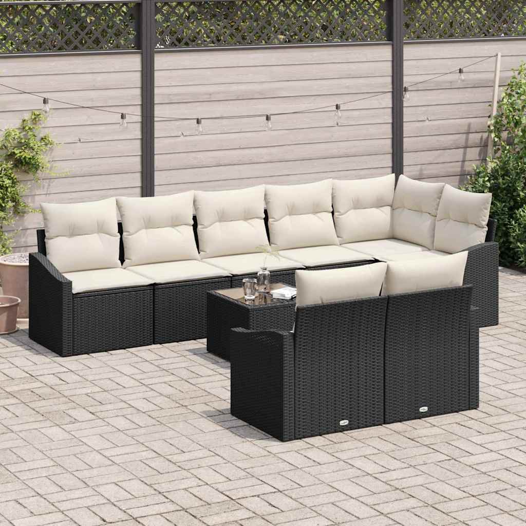 vidaXL Zestaw Sof z poduszką 9 pcs Czarny polirattan