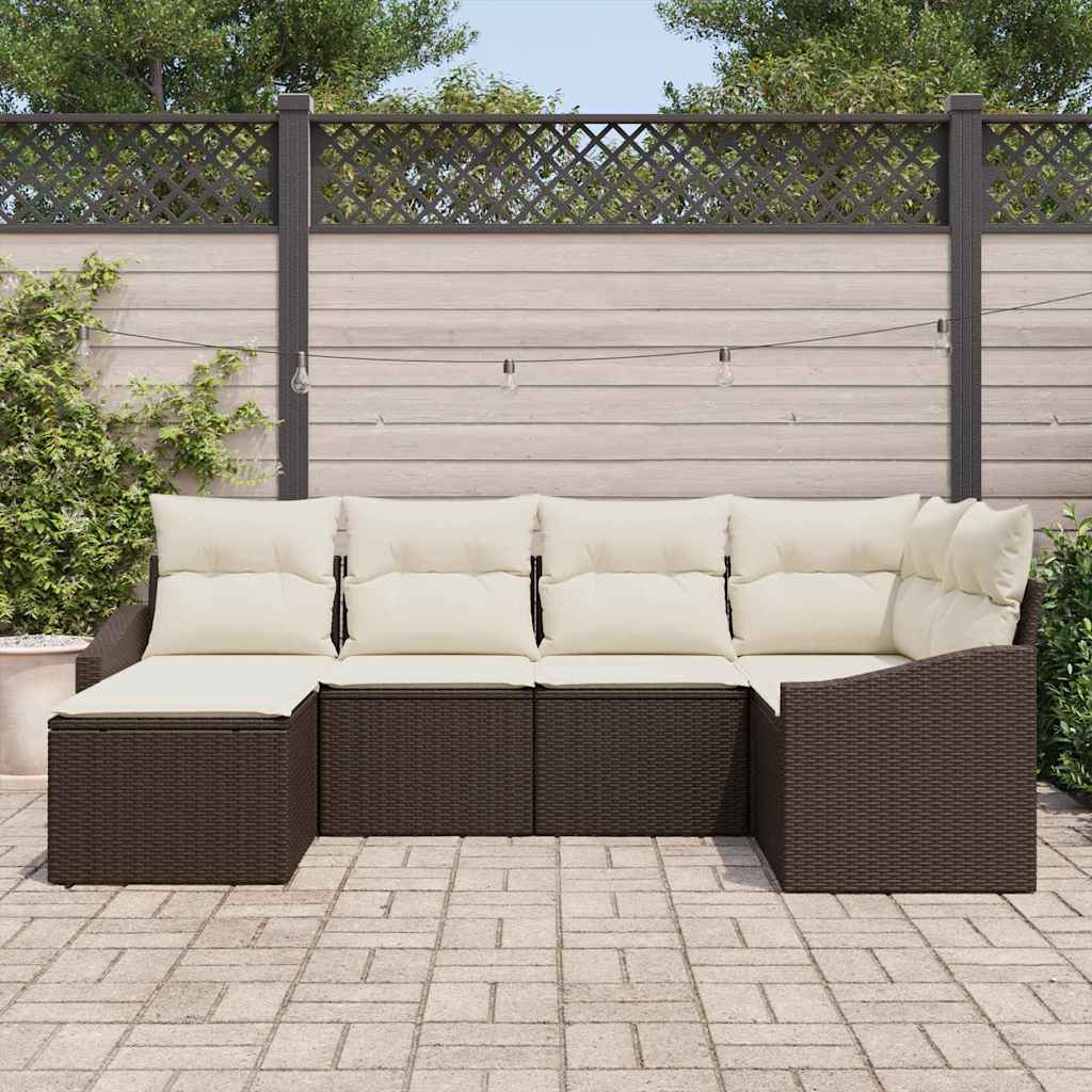 vidaXL Zestaw Sof z poduszką 6 pcs Brązowy polirattan