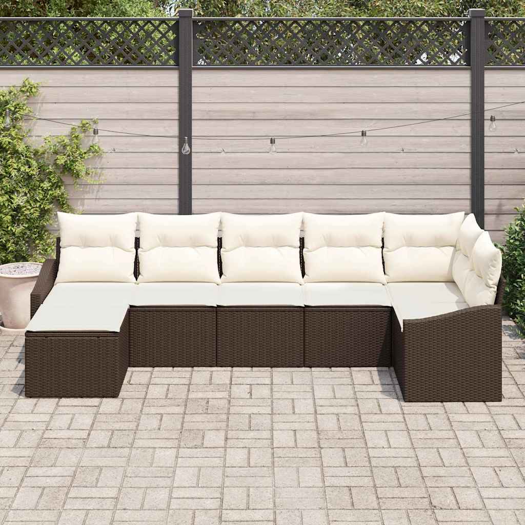vidaXL Zestaw Sof z poduszką 7 pcs Brązowy polirattan