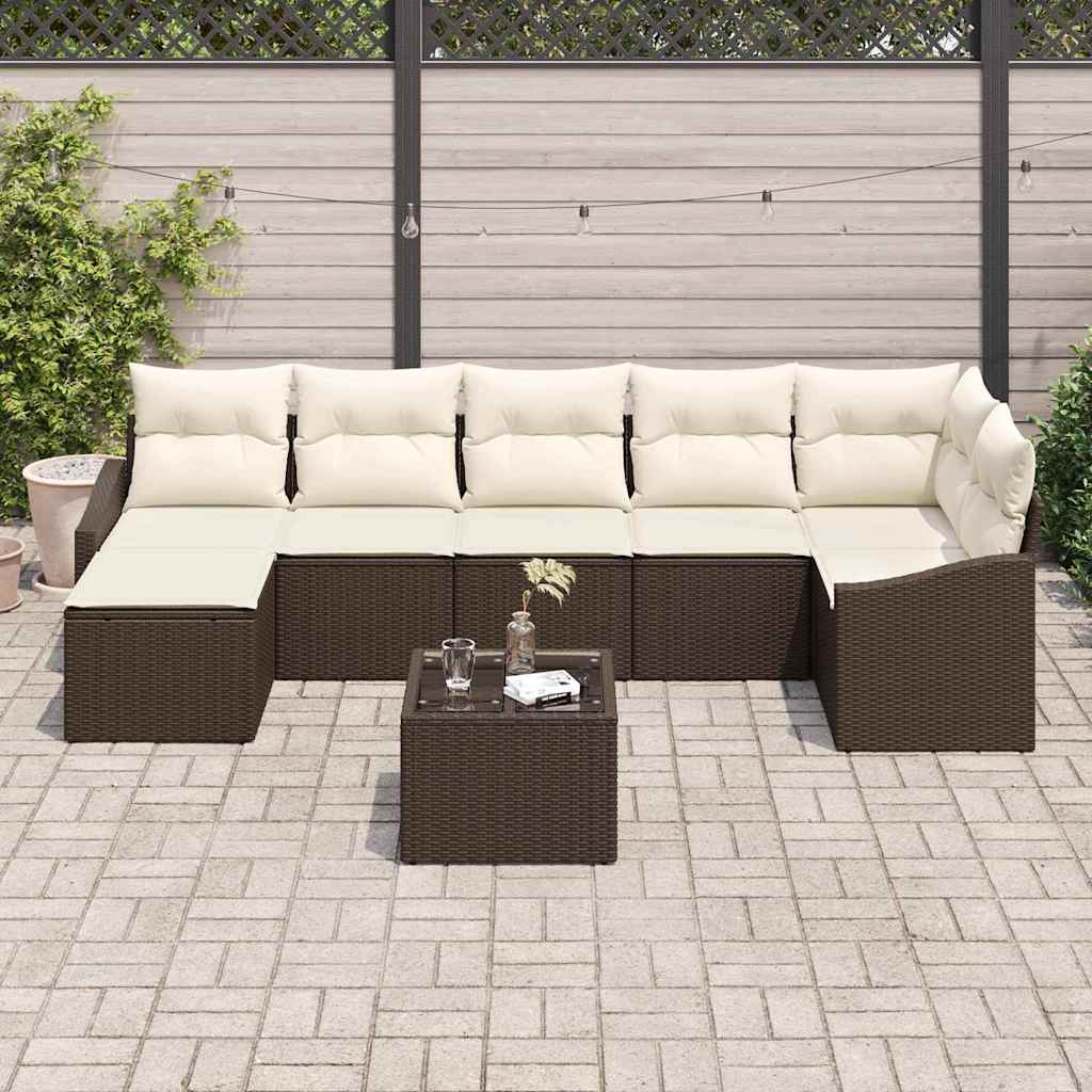 vidaXL Zestaw Sof z poduszką 8 pcs Brązowy polirattan
