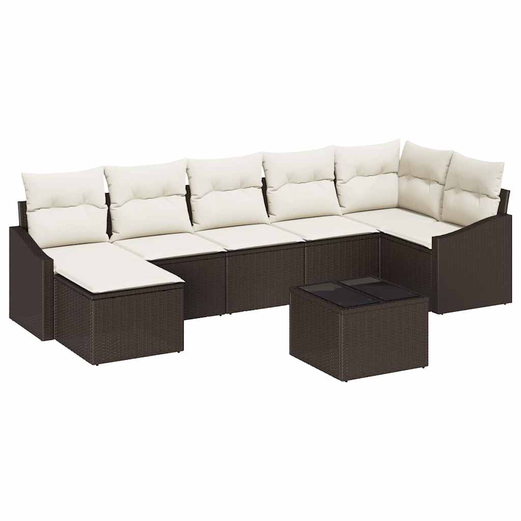 vidaXL Zestaw Sof z poduszką 8 pcs Brązowy polirattan