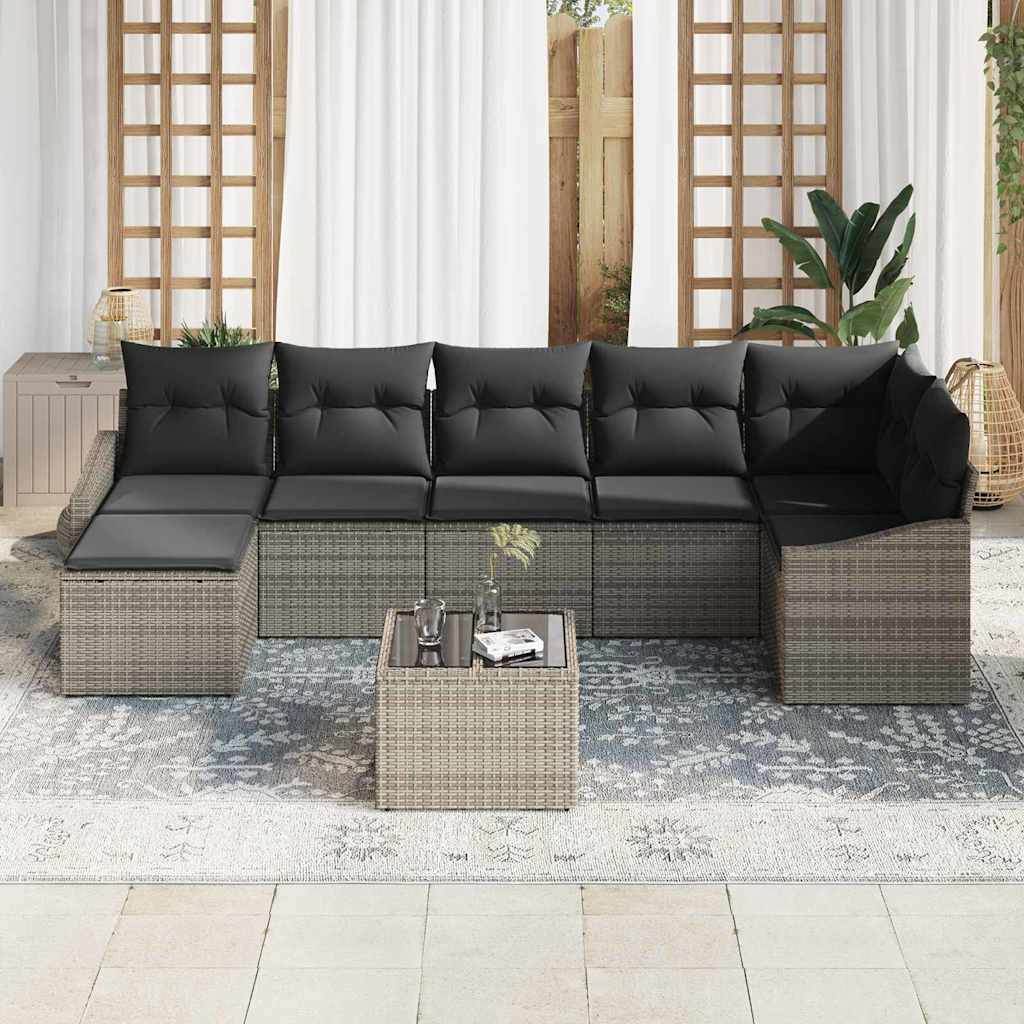 vidaXL Zestaw Sof z poduszką 8 pcs Szary polirattan