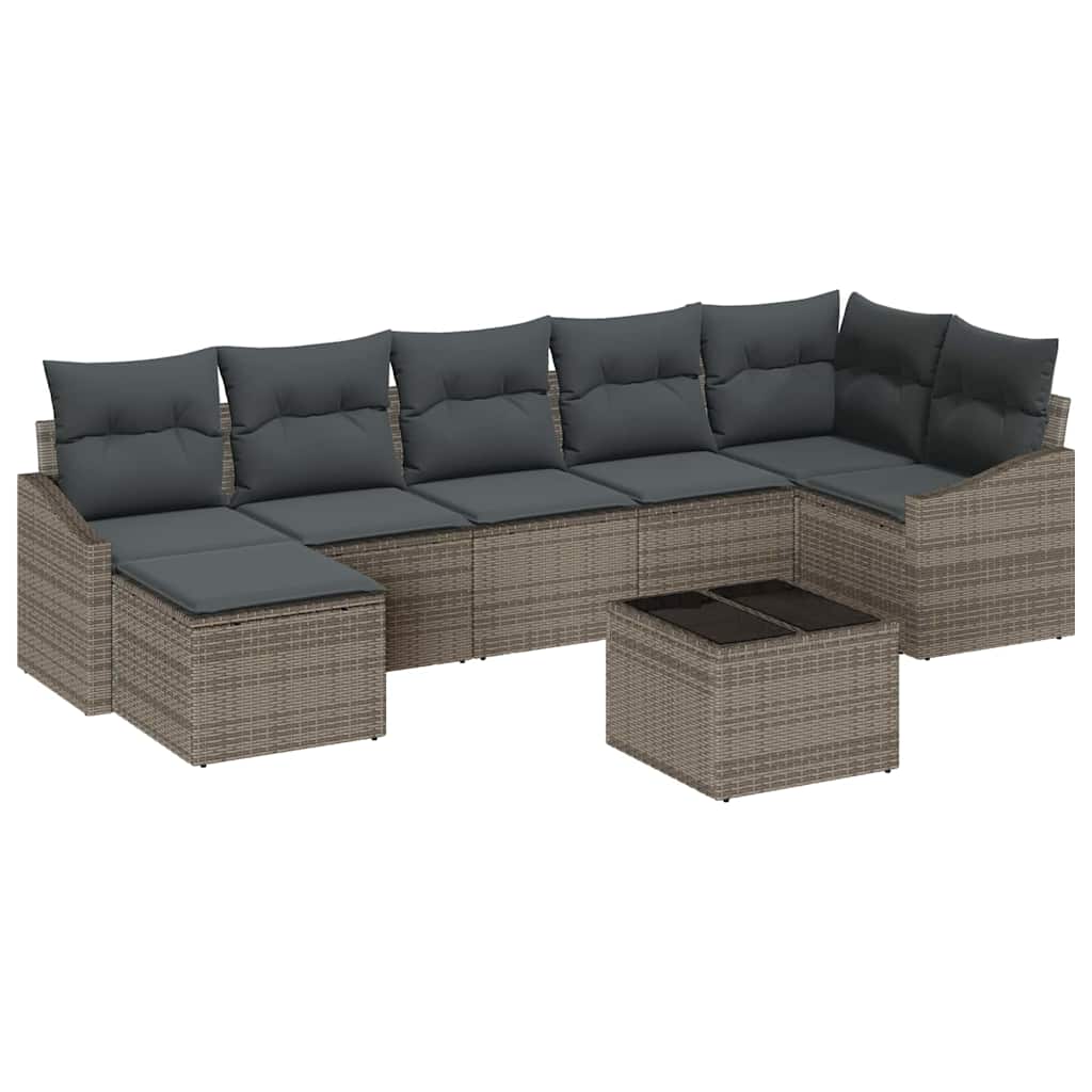 vidaXL Zestaw Sof z poduszką 8 pcs Szary polirattan