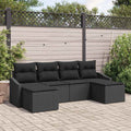 vidaXL Zestaw Sof z poduszką 6 pcs Czarny polirattan