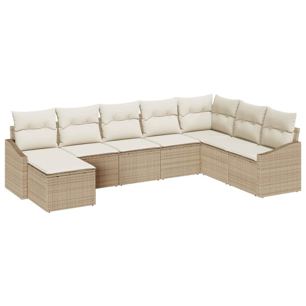 vidaXL Zestaw Sof z poduszką 8 pcs Beżowy polirattan
