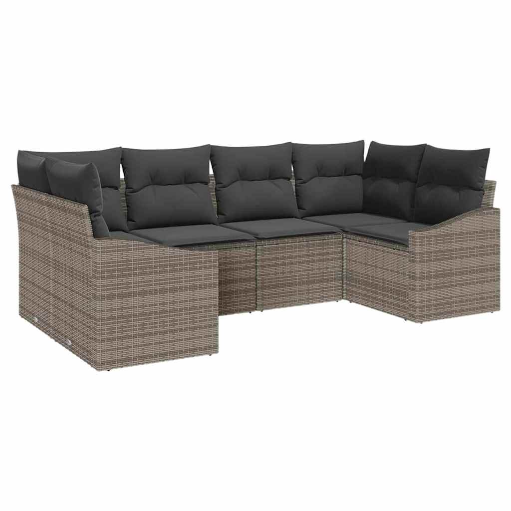 vidaXL Zestaw Sof z poduszką 6 pcs Szary polirattan