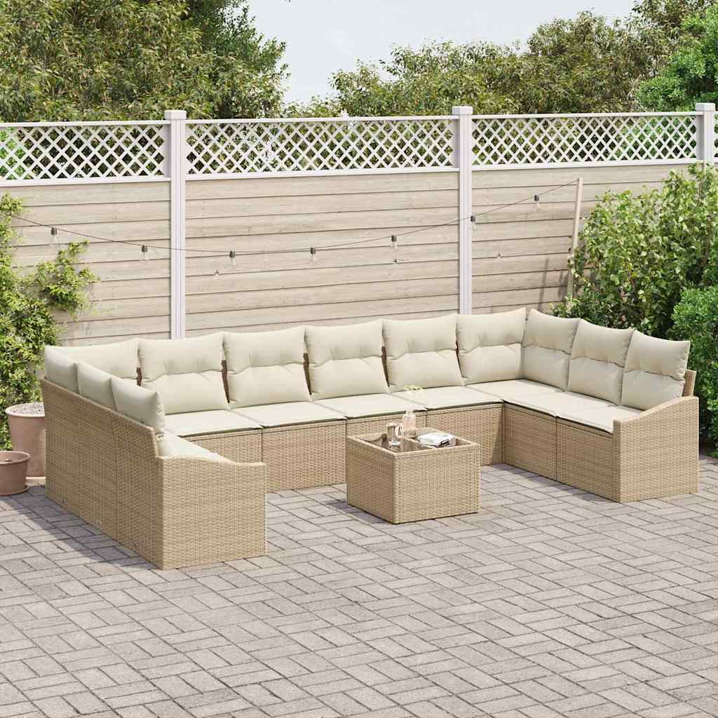 vidaXL Zestaw Sof z poduszką 11 pcs Beżowy polirattan