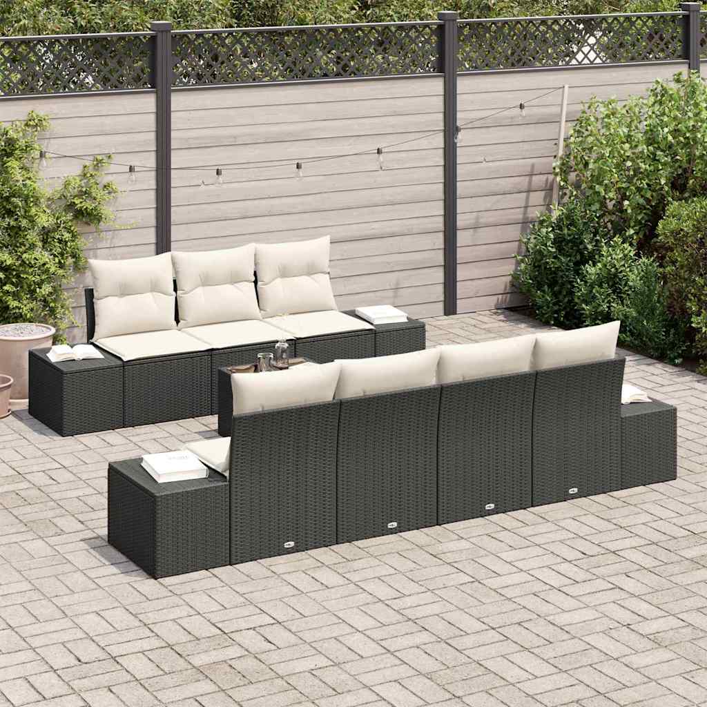 vidaXL Zestaw Sof na Ogród z poduszką 8 pcs Czarny polirattan