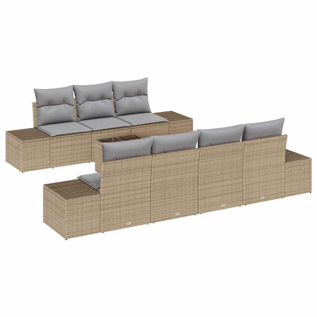 vidaXL Zestaw Sof na Ogród z poduszką 8 pcs Beżowy polirattan