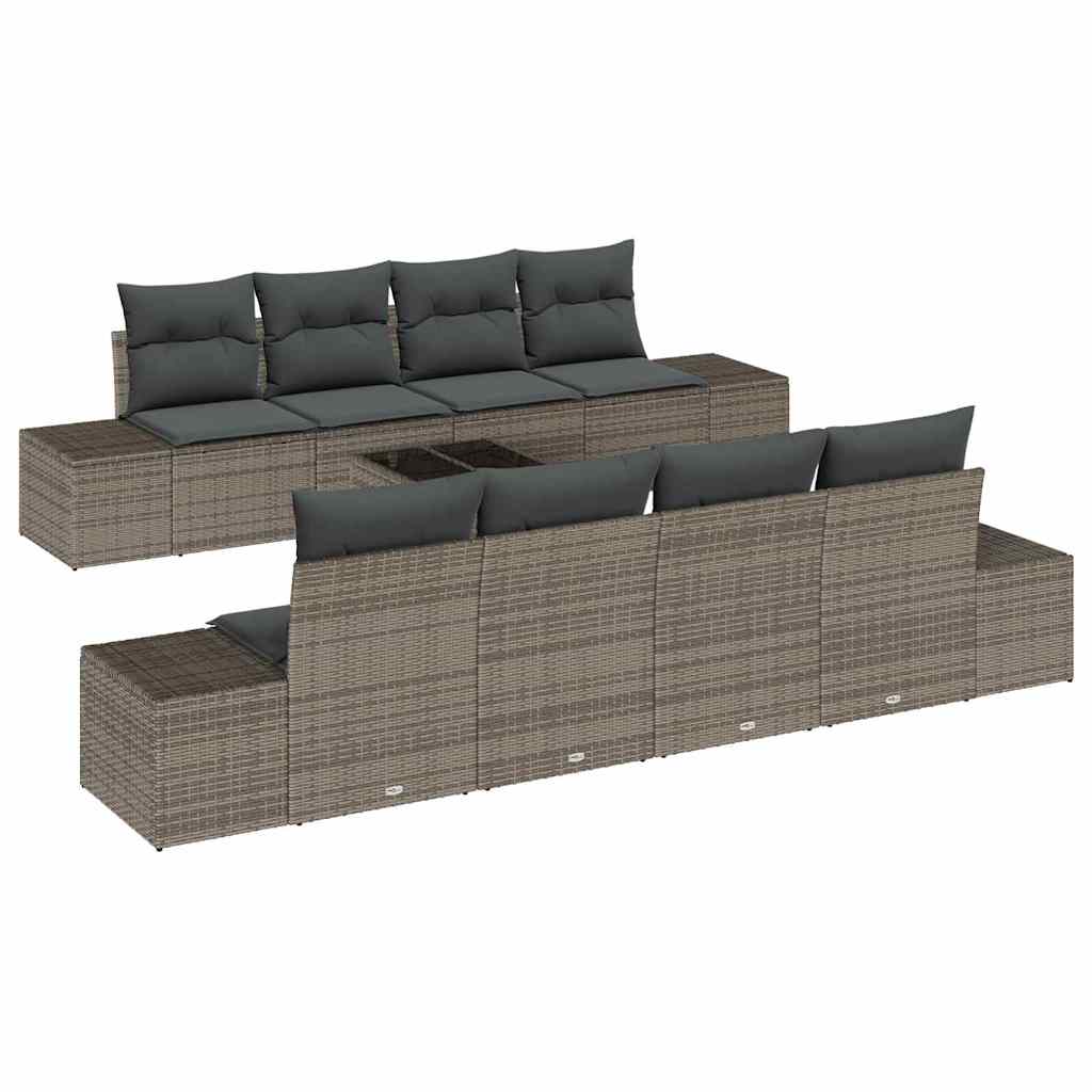 vidaXL Zestaw Sof na Ogród z poduszką 7 pcs Szary polirattan
