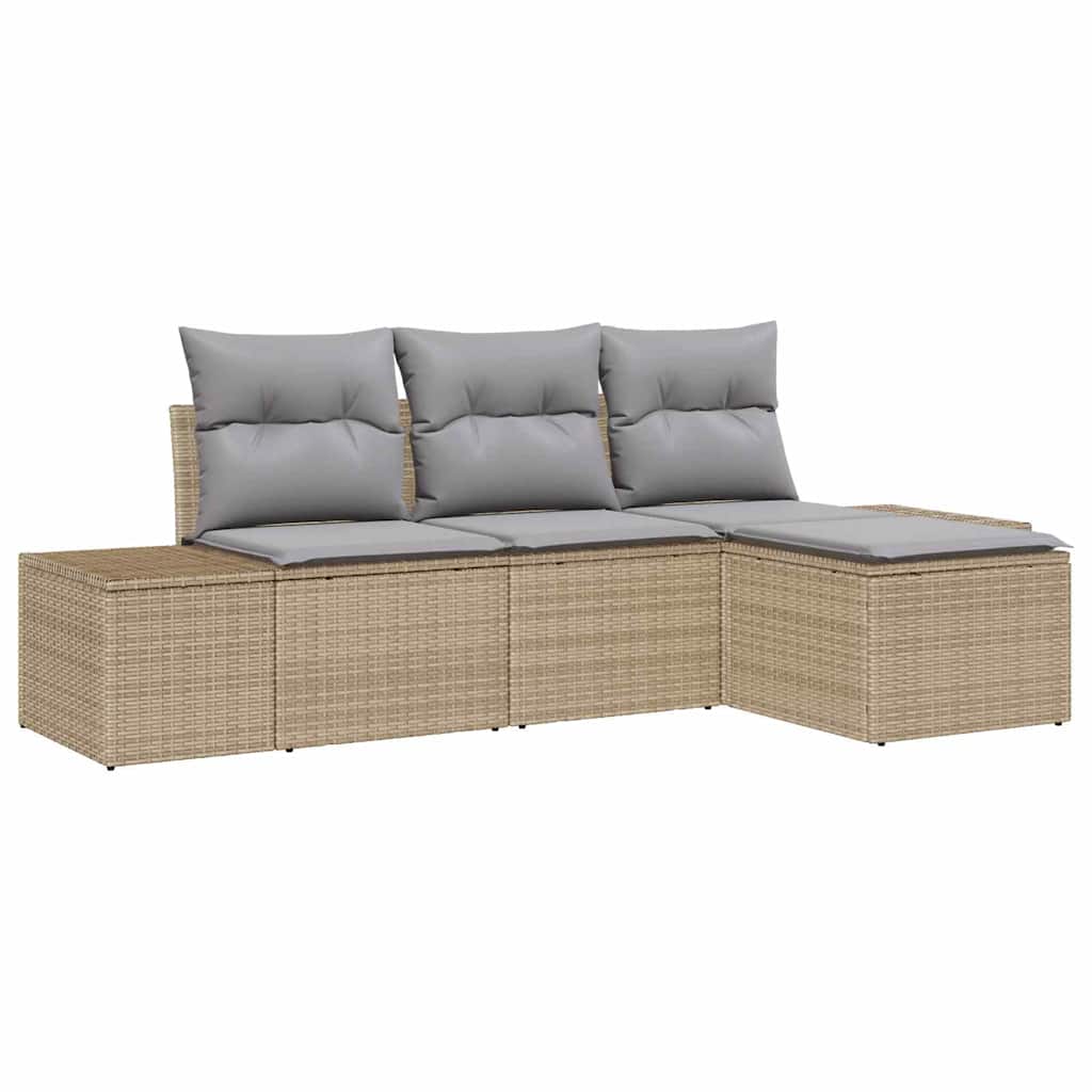 vidaXL Zestaw Sof na Ogród z poduszką 4 pcs Beżowy polirattan