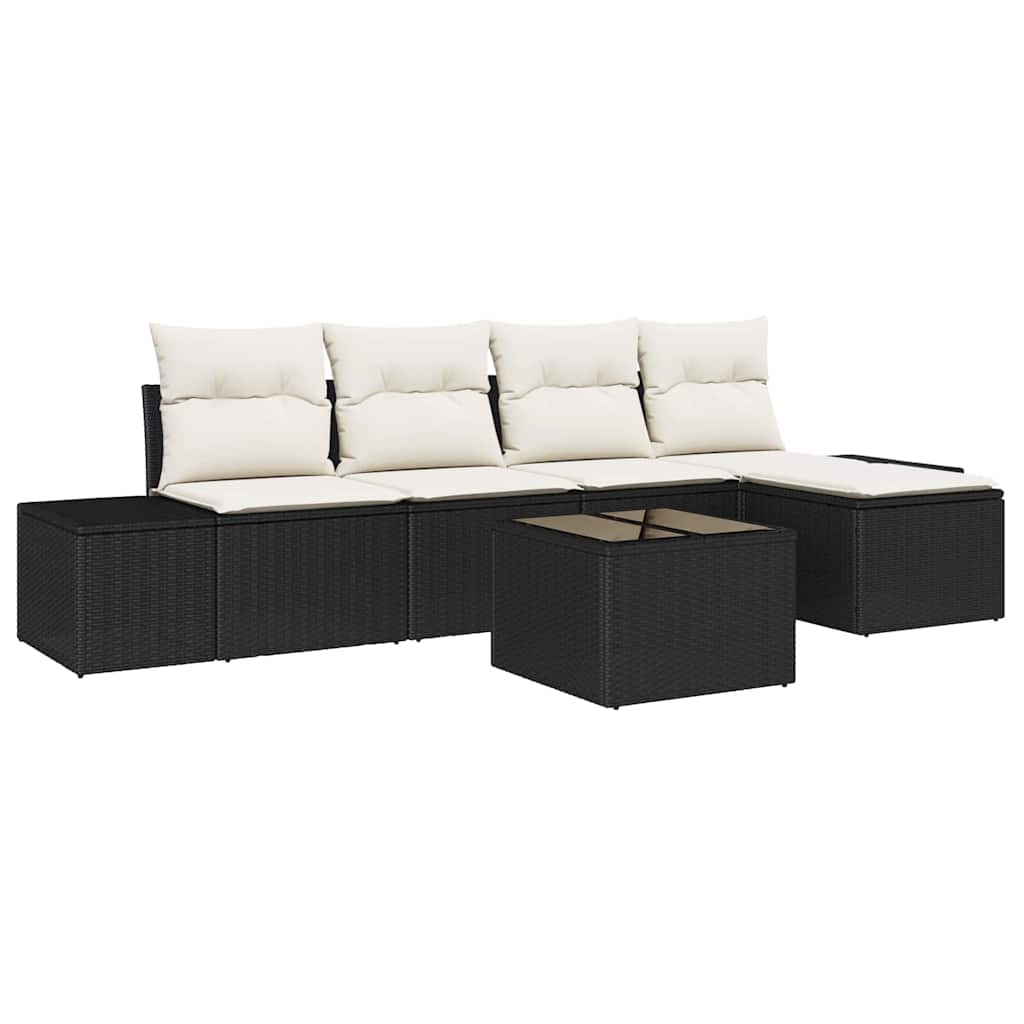 vidaXL Zestaw Sof na Ogród z poduszką 6 pcs Czarny polirattan