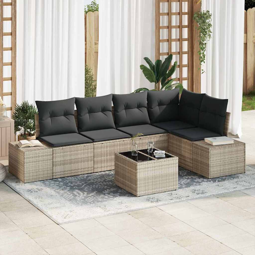 vidaXL Zestaw Sof na Ogród 6 pcs Jasnoszary polirattan