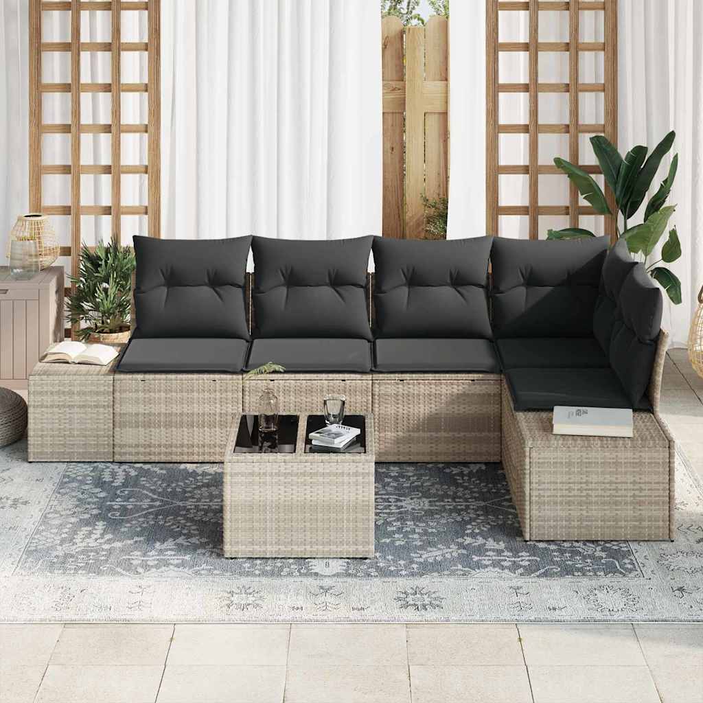vidaXL Zestaw Sof na Ogród 6 pcs Jasnoszary polirattan